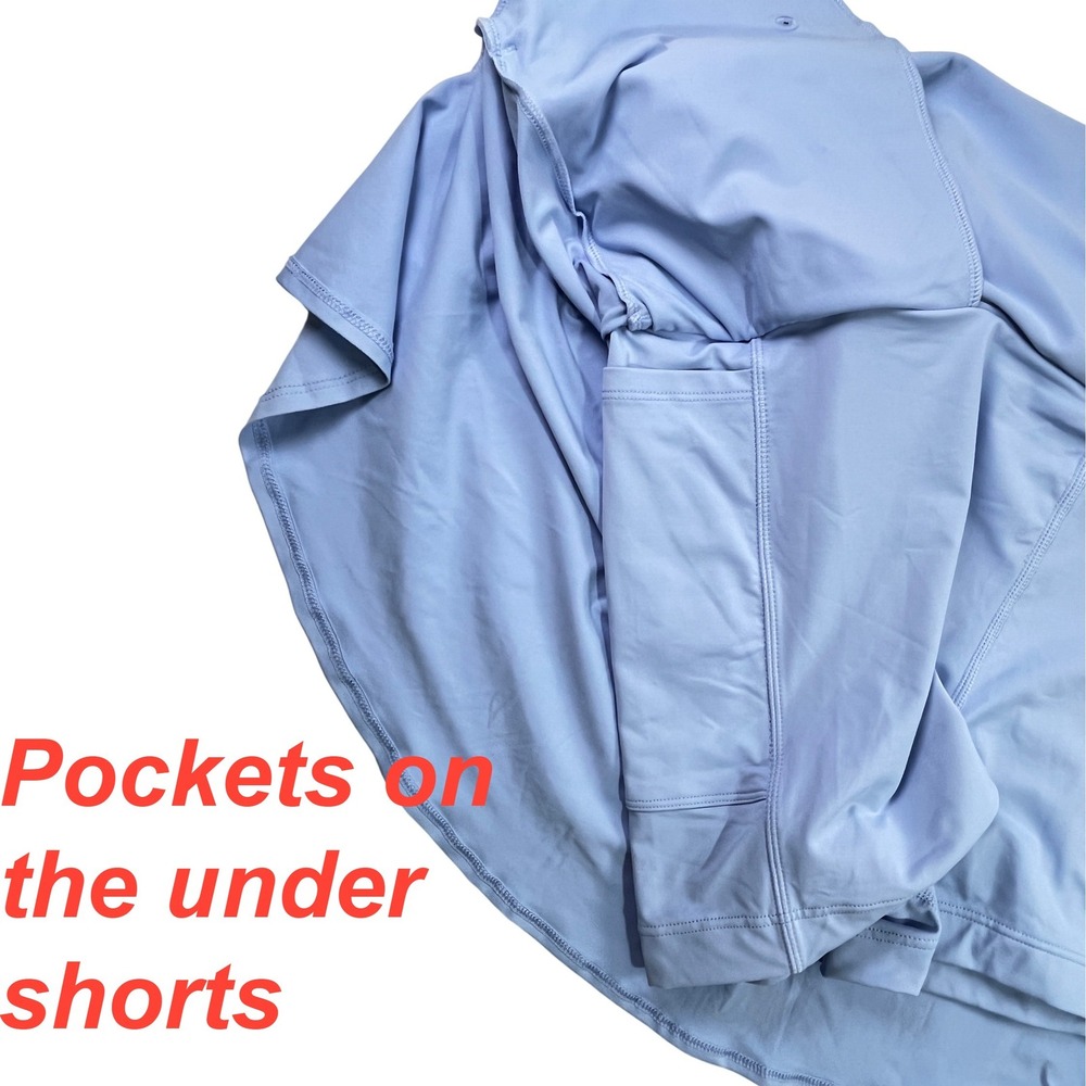 Lands End Tiered Ruffled Swim Skort Light Blue NWOT Size Large 14-16 Pockets - Picture 9 of 11